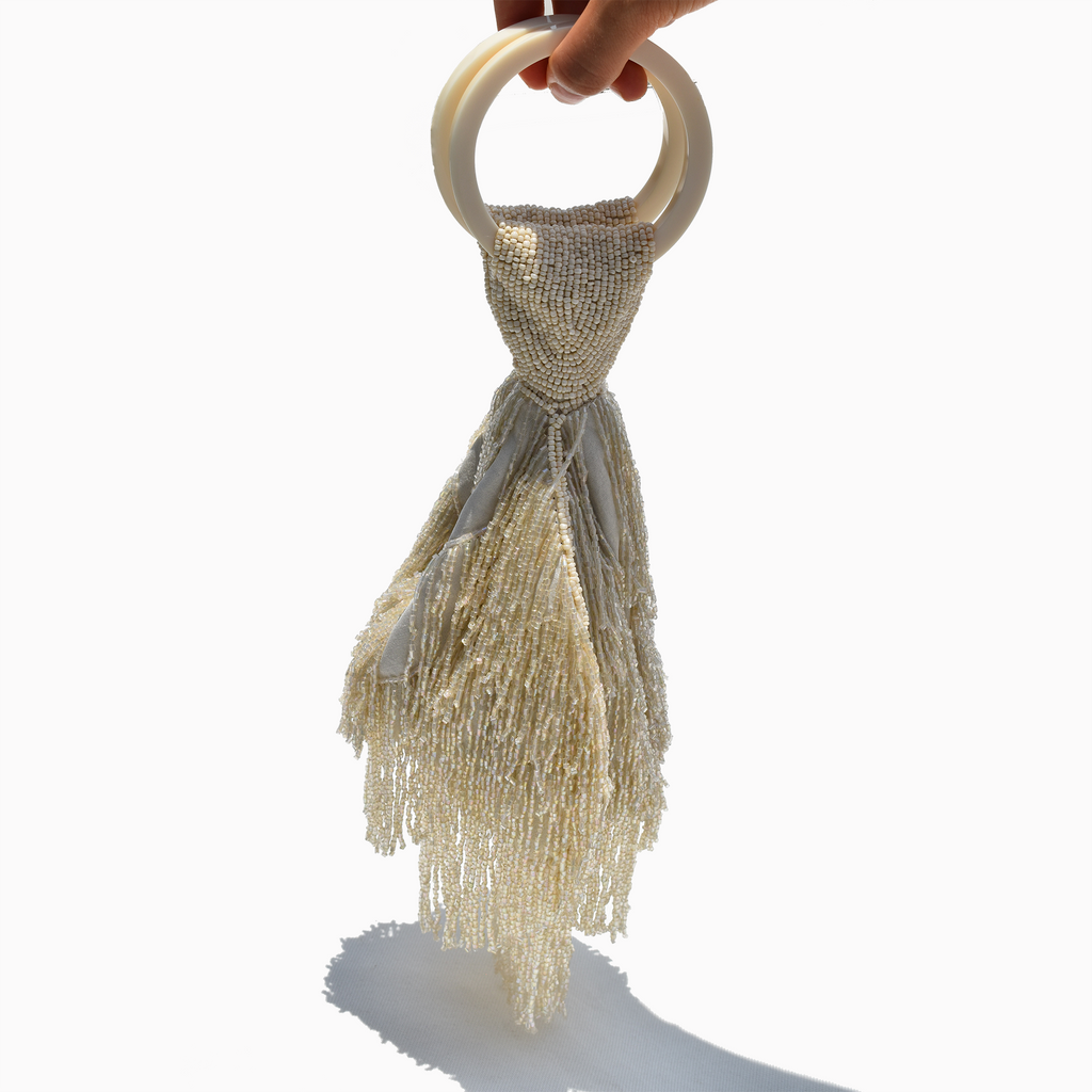 Wristlet fringe bag - Beige