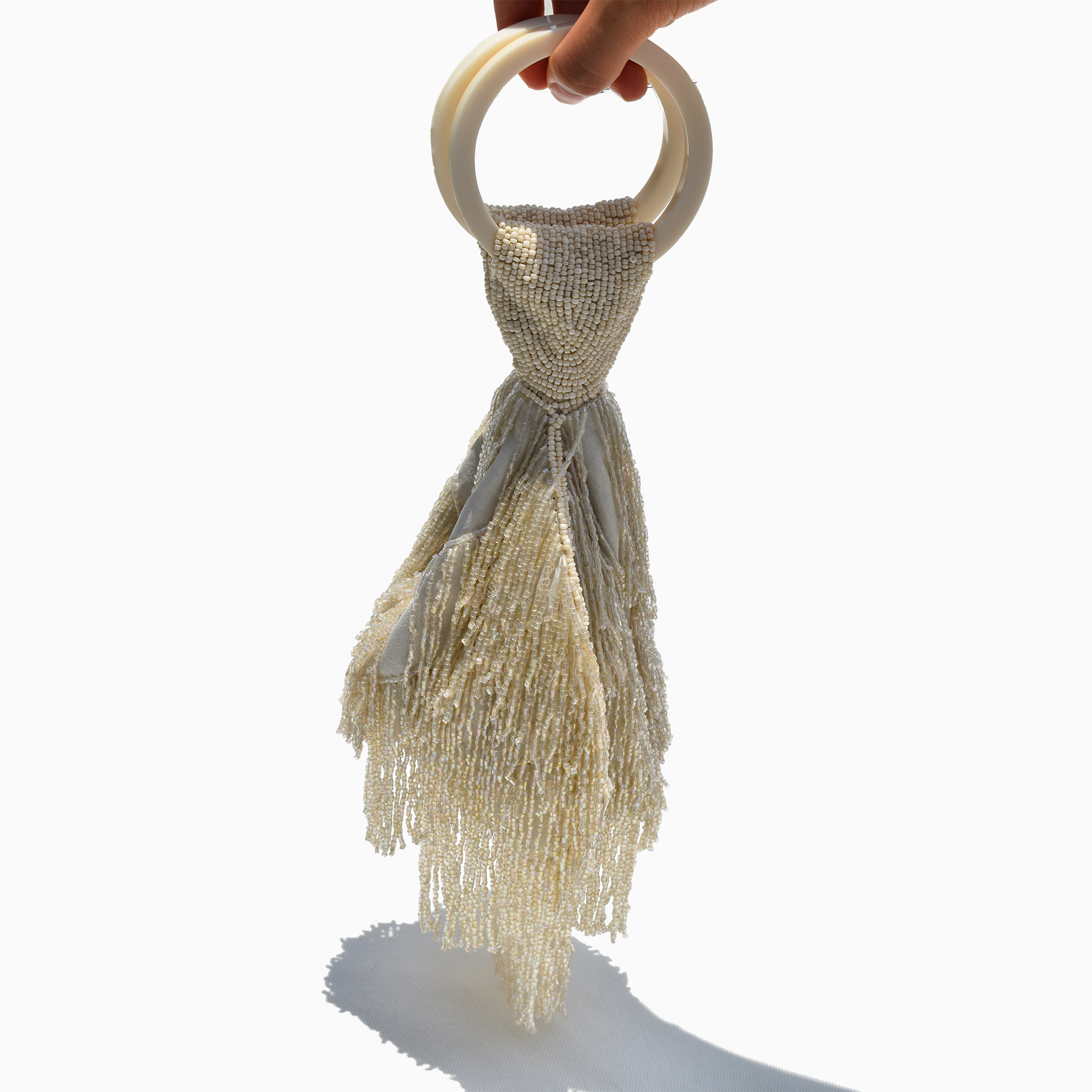 Wristlet fringe bag - Beige